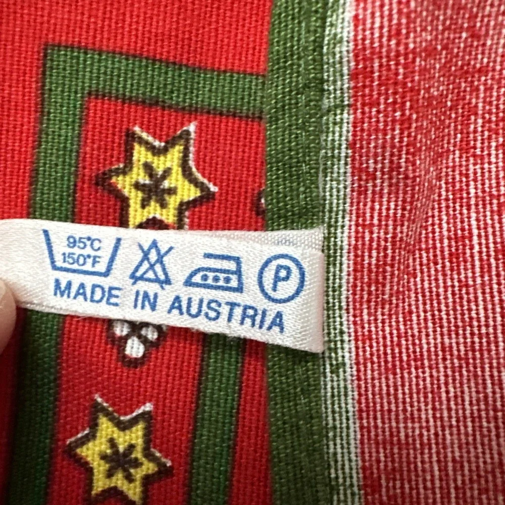 Vintage KOLF Austria Christmas Cotton Angels Trees Small Table Cloth 33x31